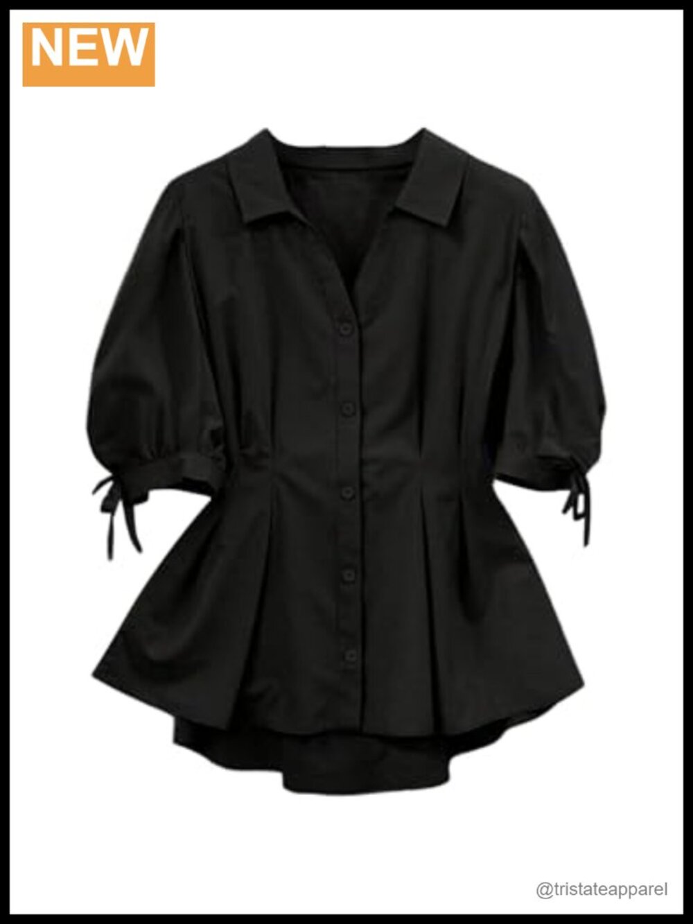 Women's Plus Size Puff Sleeve Button Down Shirt Dressy Casual Blouse